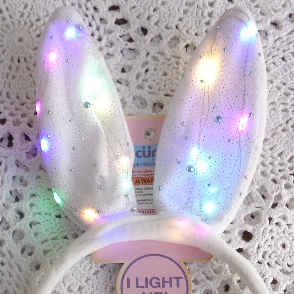 Childs Plush Easter Bunny Ears Headbands Pair Dan Dee & Light Up NWT - Picture 4 of 7